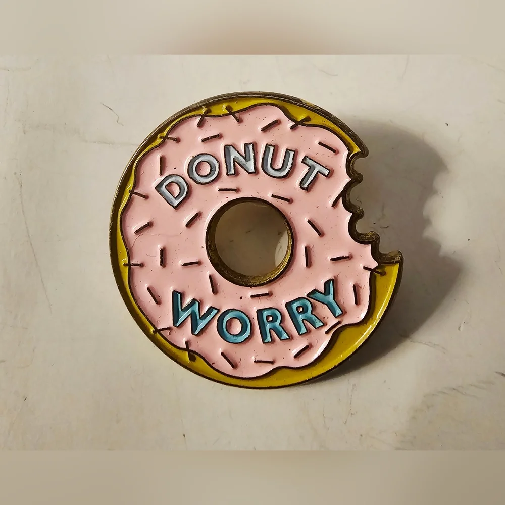 Pink and Yellow Donut Pin Zays DONUT WORRY
